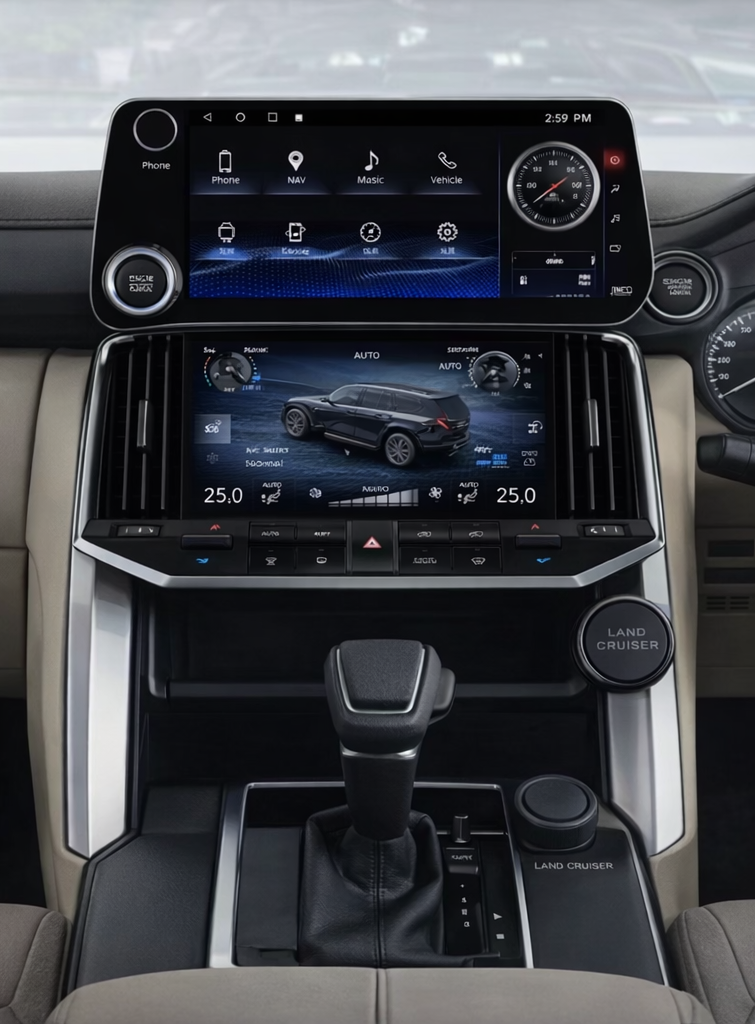 Land Cruiser LC300 Upper panel style Tesla-Style Screen 2022-2023 Wireless CarPlay Headunit Kit