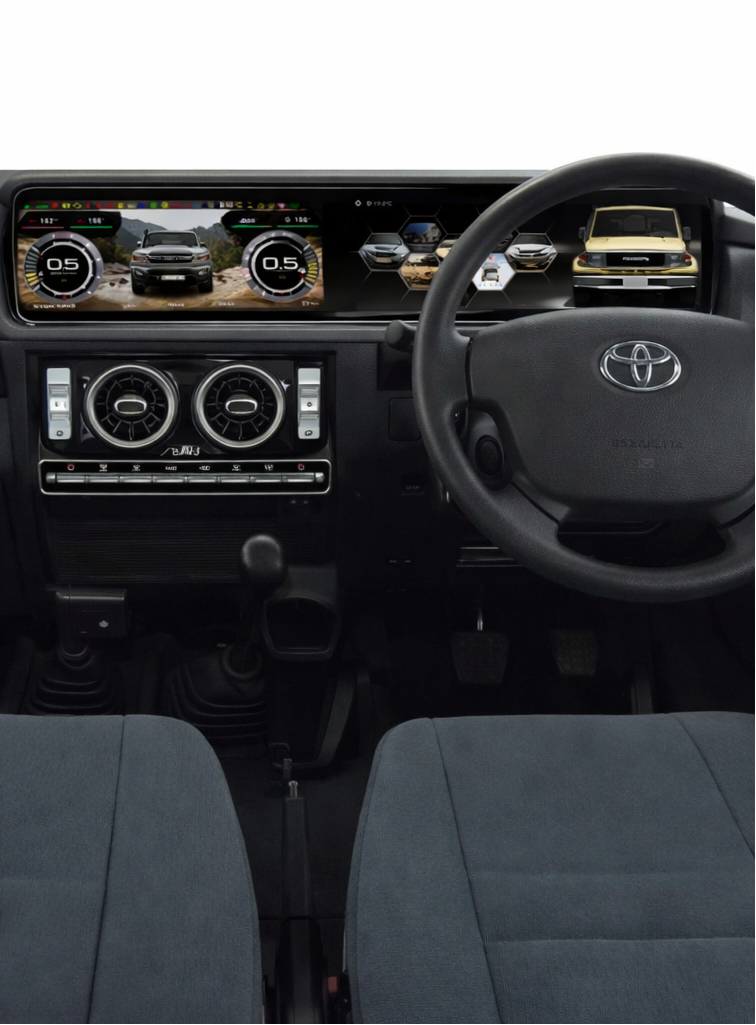 Land Cruiser LC76 upgraded to Mercedes-Benz G-Class Tesla-Style Screen 2007-2021 Wireless CarPlay Headunit Kit