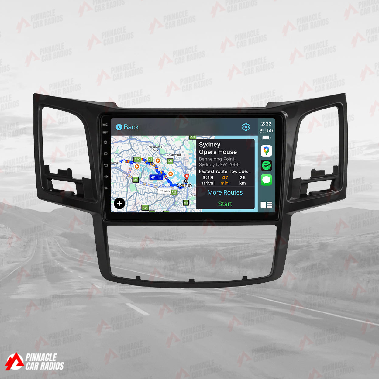 Toyota Hilux Tesla-Style Screen 2005-2015 Wireless CarPlay Headunit Kit