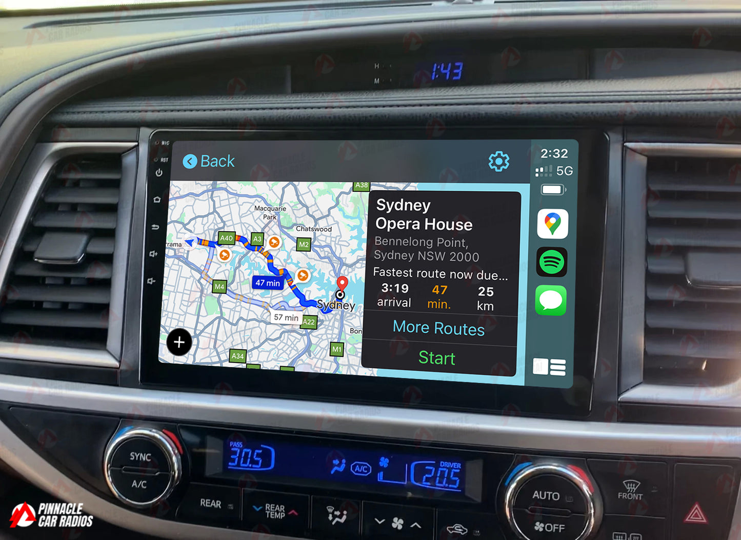 Toyota Kluger 2014-2019 Wireless CarPlay Headunit Kit